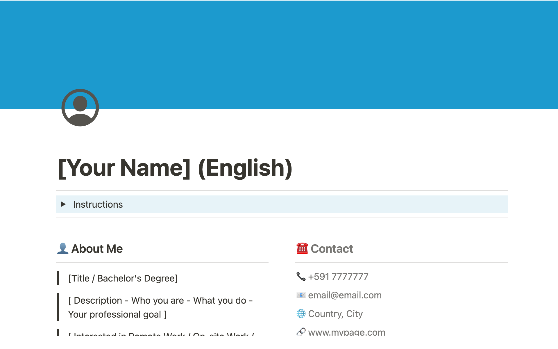 A template preview for Resume/CV